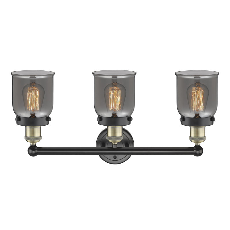 Éclairage de salle de bain à intensité variable à 3 lumières Armoni, Plaqué couleur fumée, Laiton antique noir