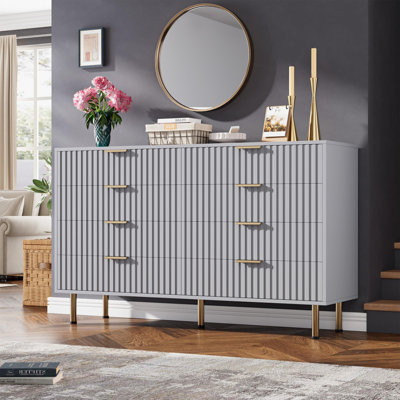 55" Fluted 8 Drawer Dresser For Bedroom, Deep Drawers by Mercer41