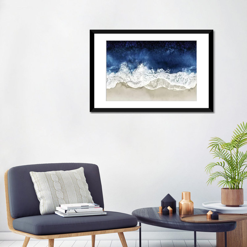 «Indigo Waves from Above II», impression sur toile, H 24 po x l 32 po, Impression encadrée, Noir