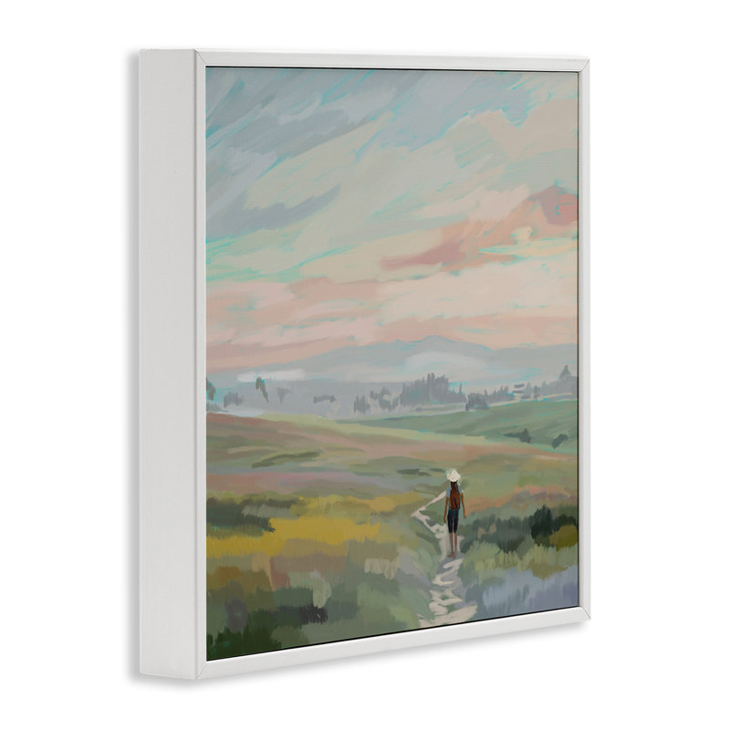«California Hike Pastel Skies», art giclée par Amelia Noyes, H 17 po x l 17 po, Estampe numérique encadrée blanc bord de mer