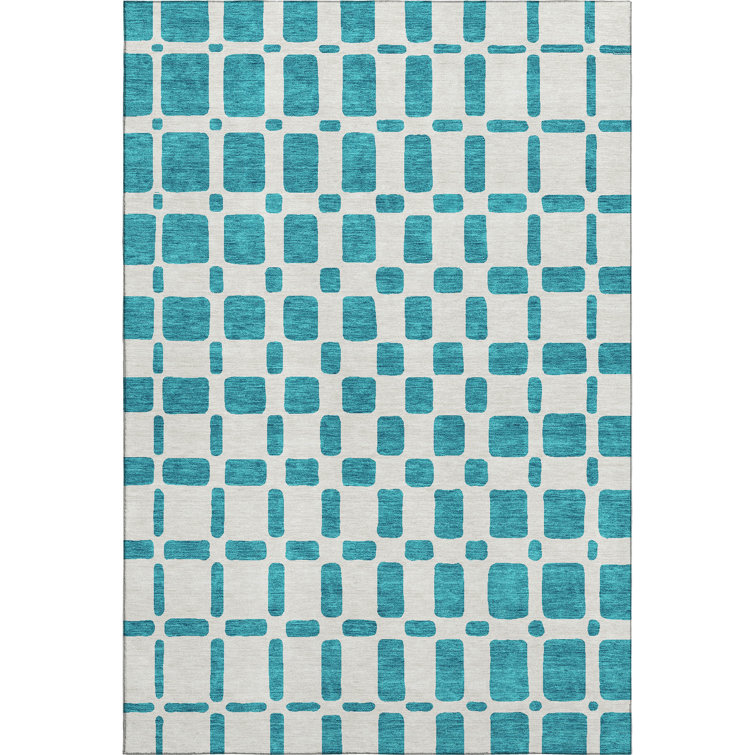 Premium Machine Washable Prisco Teal Rug