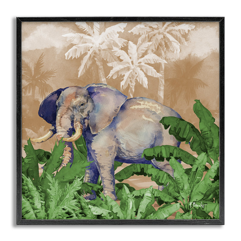 «Jungle Life Elephant Giclee Art» par Paul Brent, Estampe numérique Farmhouse, H 12 po x l 12 po