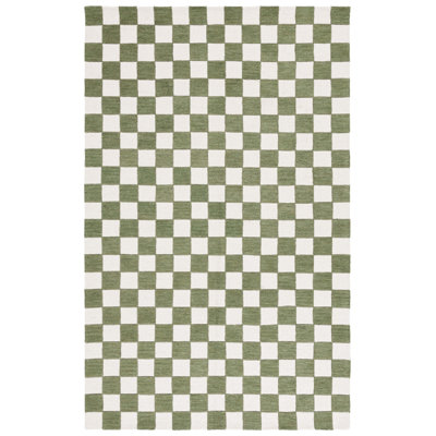 Tatti Ebony Hand Tufted Wool/Cotton Geometric Rug in Green/Ivory