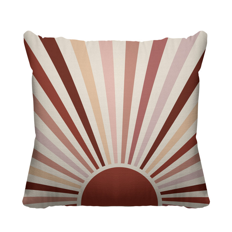 Coussin décoratif intérieur / extérieur Boho Sunburst, L 19 po x H 19 po, Rouge