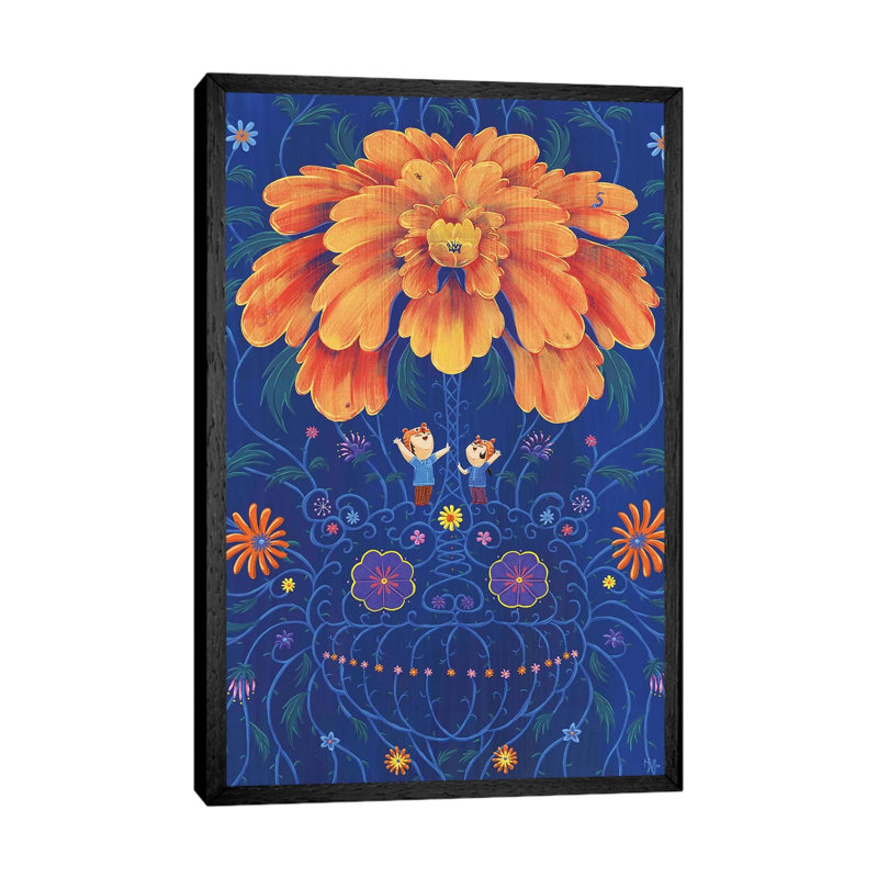 Tigers Flower by Martin Hsu - Single Picture Frame Rectangle Print on Canvas, 101.6 cm H x 66.04 cm W, Black Framed
