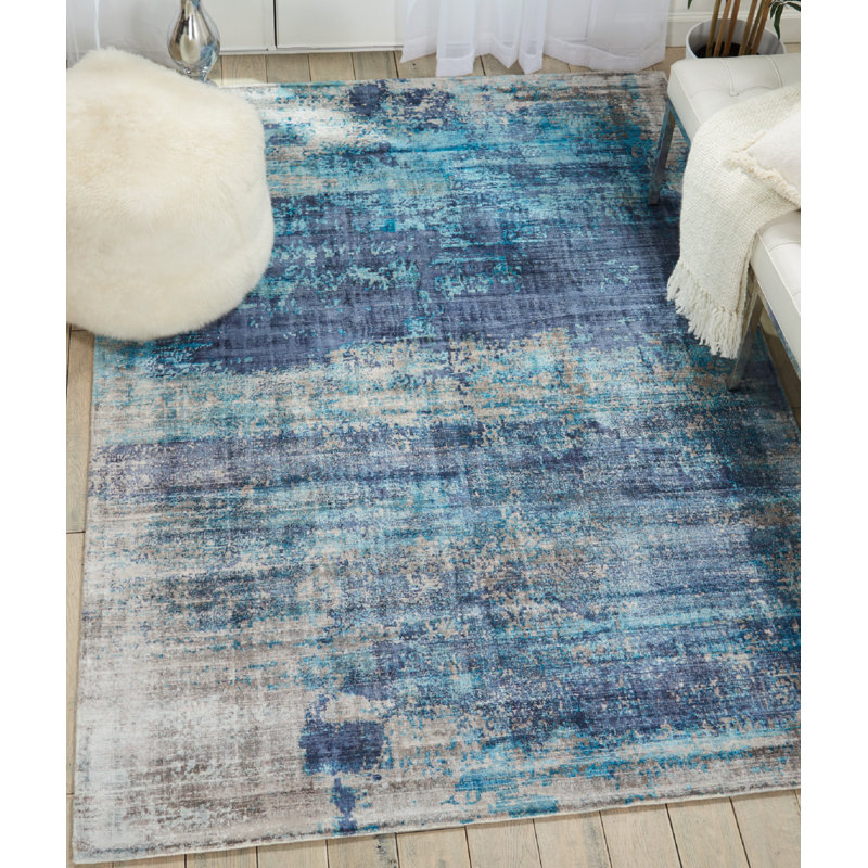 Tapis bleu sarcelle Kelleia, Rectangle 9 pi x 12 pi