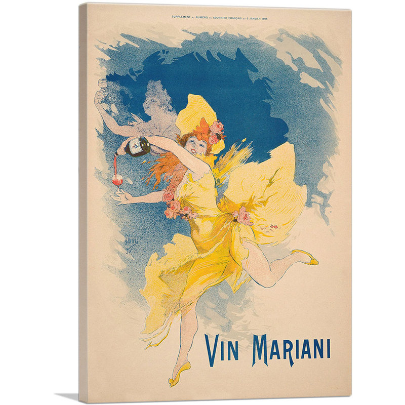 «Vin Mariani 1894» par Jules Cheret, reproduction d'art sur toile tendue, H 26 po x l 18 po x P 0,75 po