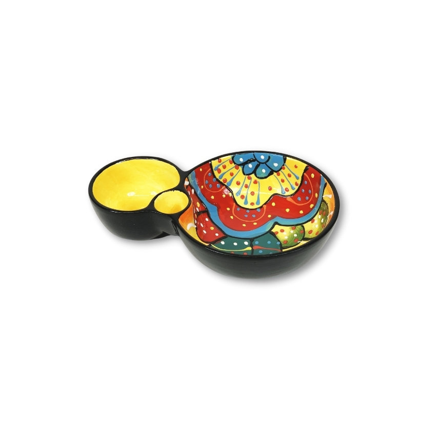 Tyrique Olive Dish ''8'' - Red Yellow Flower