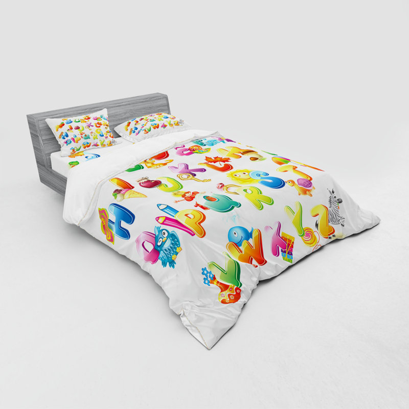 Ensemble de housse de couette éducatif en microfibre jaune / bleu, Housse de couette grand + 3 pièces supplémentair