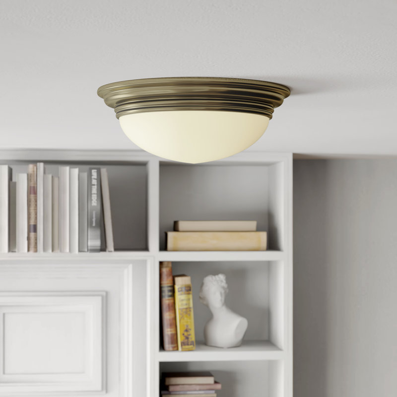 Eastwood Glass Flush Mount, Antique Brass, 12 cm H x 31 cm W