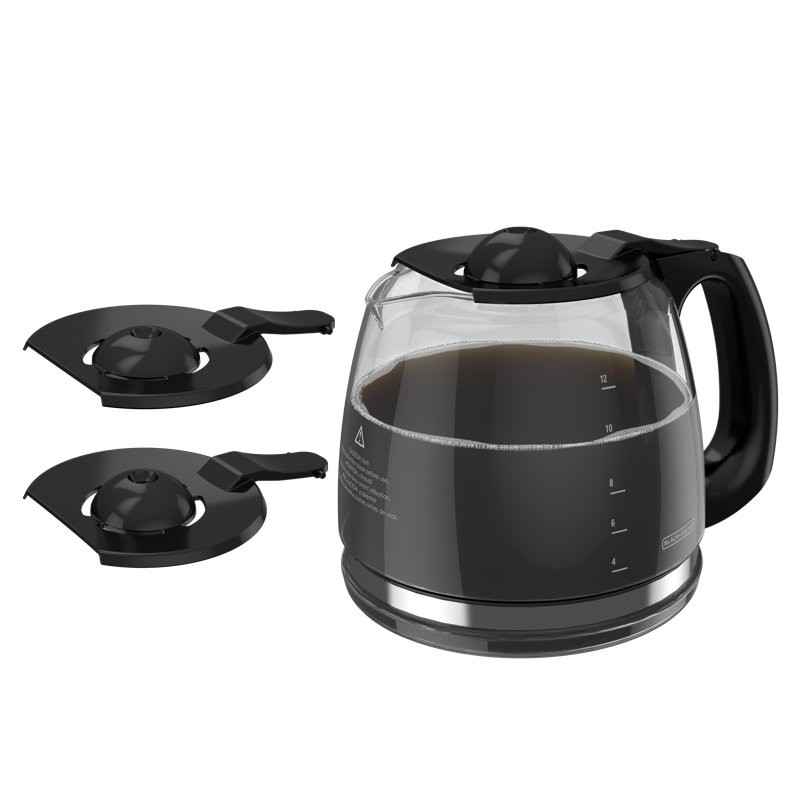 BLACK+DECKER 12-Cup Replacement Carafe, GC3100B, Duralife Glass, Dishwasher-Safe, 2 Extra Lids
