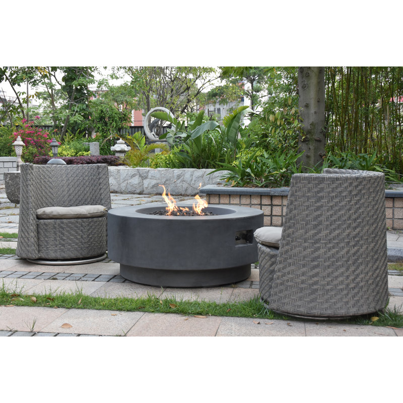 Elementi Ross 41" Round Concrete Fire Pit Table, Propane