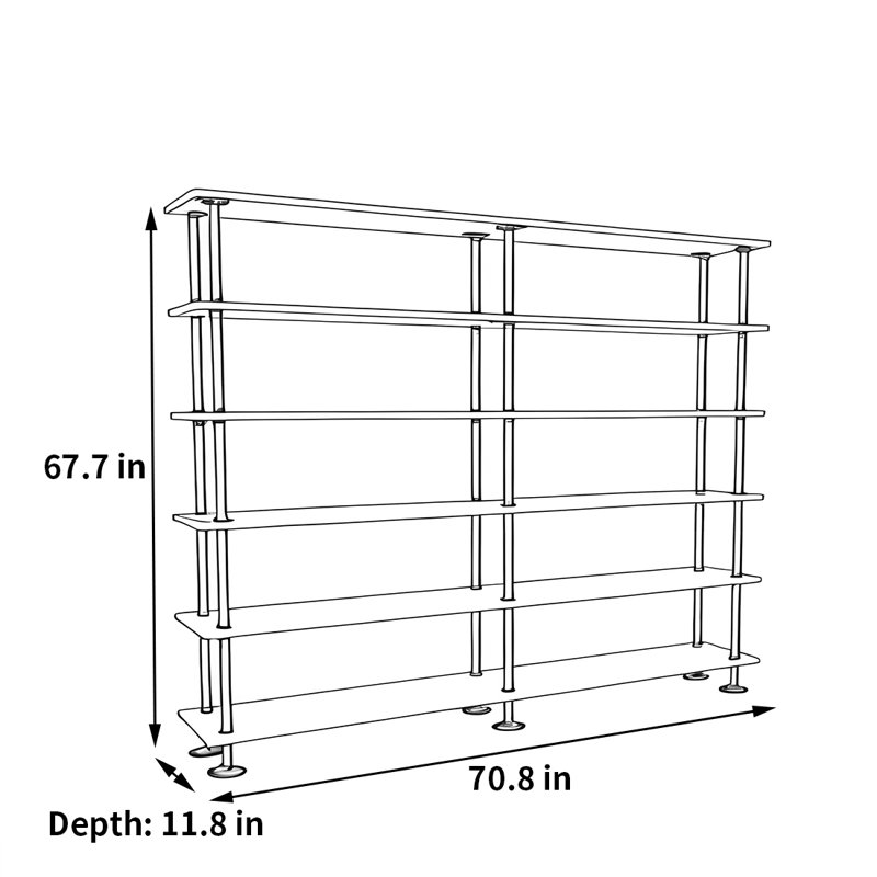 Simple and high-quality bookcase, (6 Shelves) 67.7"H x 70.8"W x 11.8"D