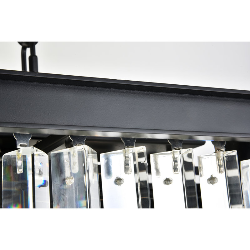 Dahlonega 12 - Light Dimmable Square / Rectangle Chandelier, Mocha Brown, Crystal (Clear), 18" H x 50" W x 14" D