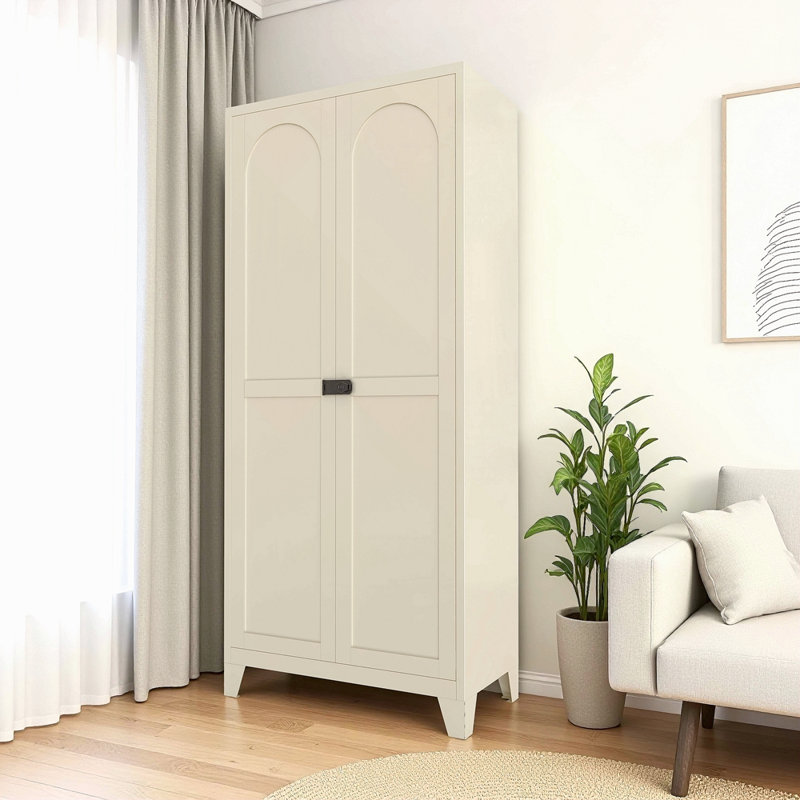 Armoire de rangement 71 po 2 portes avec serrure, armoire de rangement en métal avec portes et tablettes réglables, pour la cuisine, la chambre à coucher et le salon