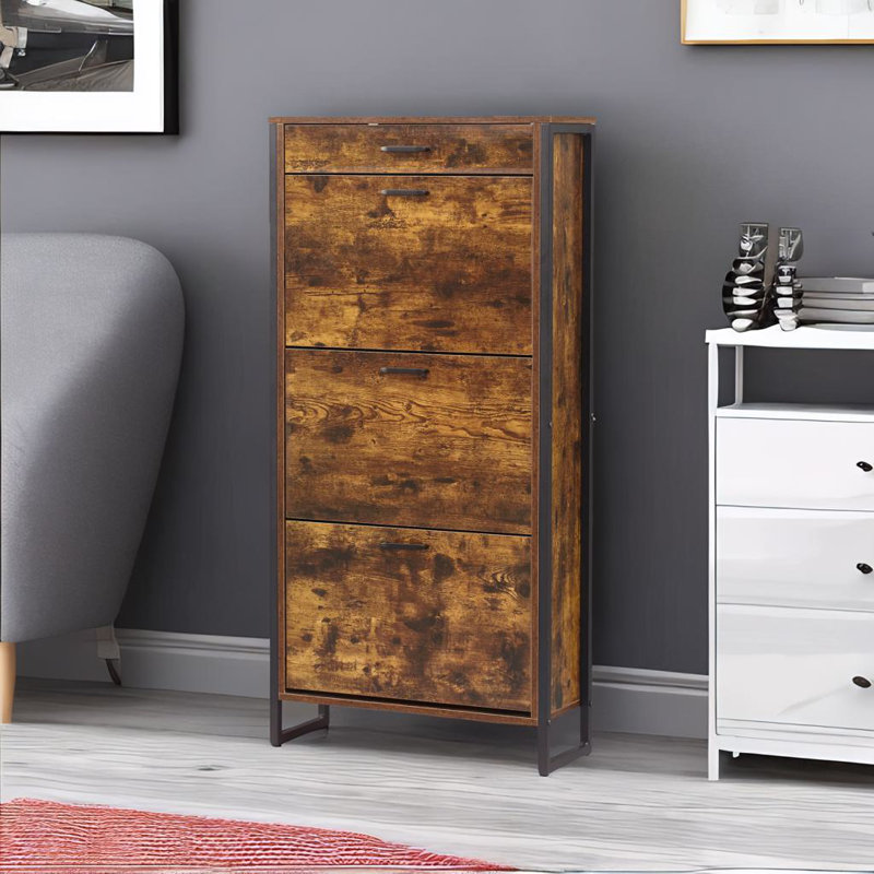 Armoire à chaussures mince autoportante, Brun
