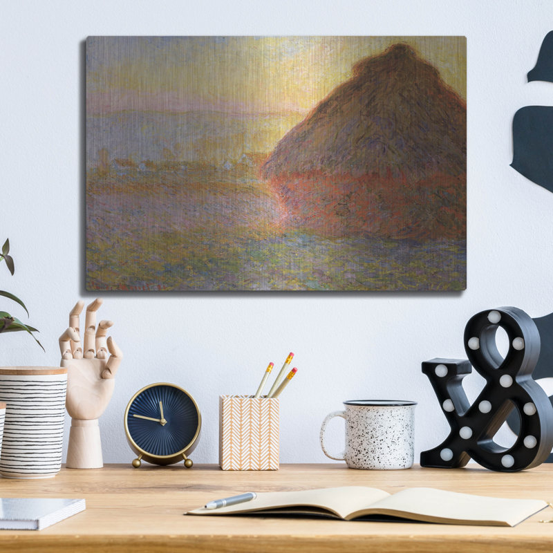 " Grainstack Sunset " by Claude Monet, 12" H x 16" W