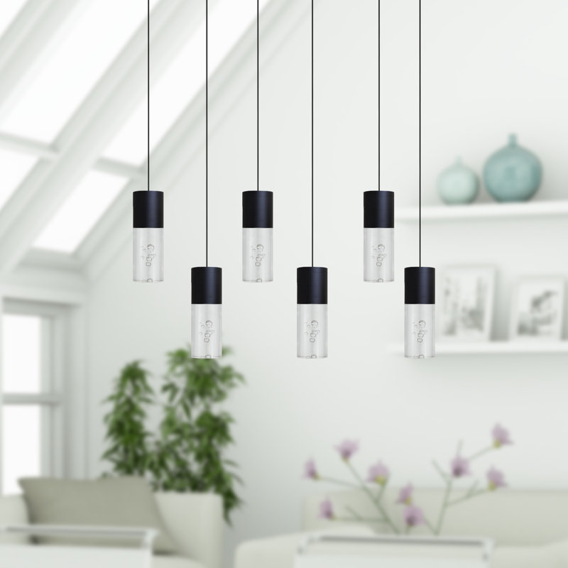 Luminaire suspendu cylindrique 6 lumières DEL Andromedae, Noir