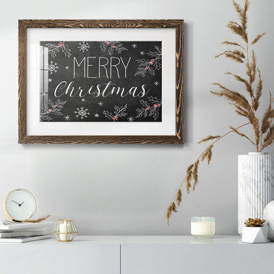 Merry Christmas, tableau noir mat et encadré sous verre acrylique, grand art mural de salon