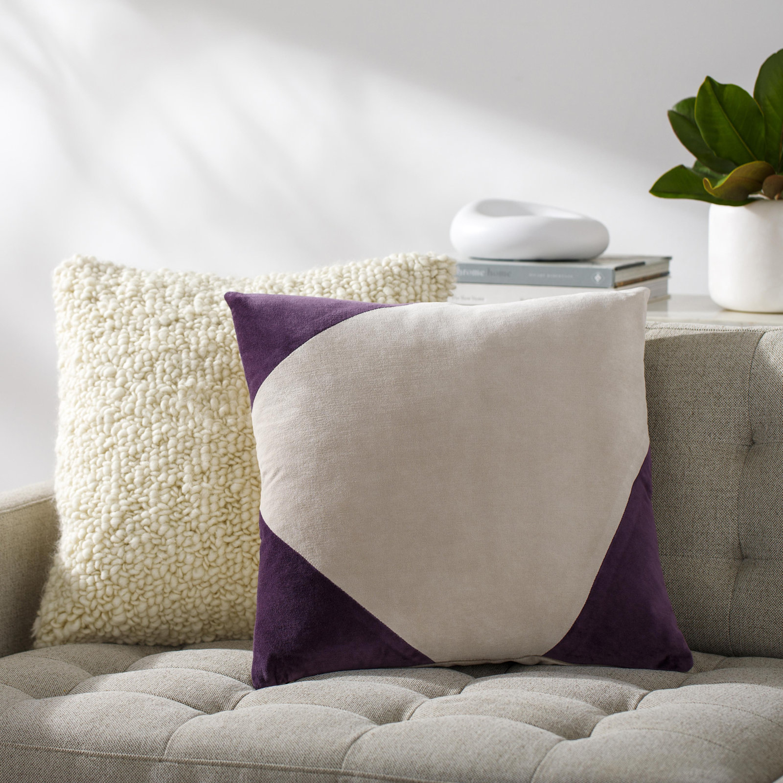 Denny Cotton Throw Pillow, Purple, 20" x 20", Pillow Cover Only - No Insert
