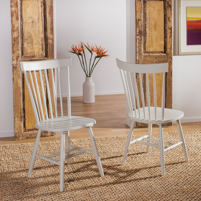 Paulo Solid Wood Slat Dining Chair, Off White