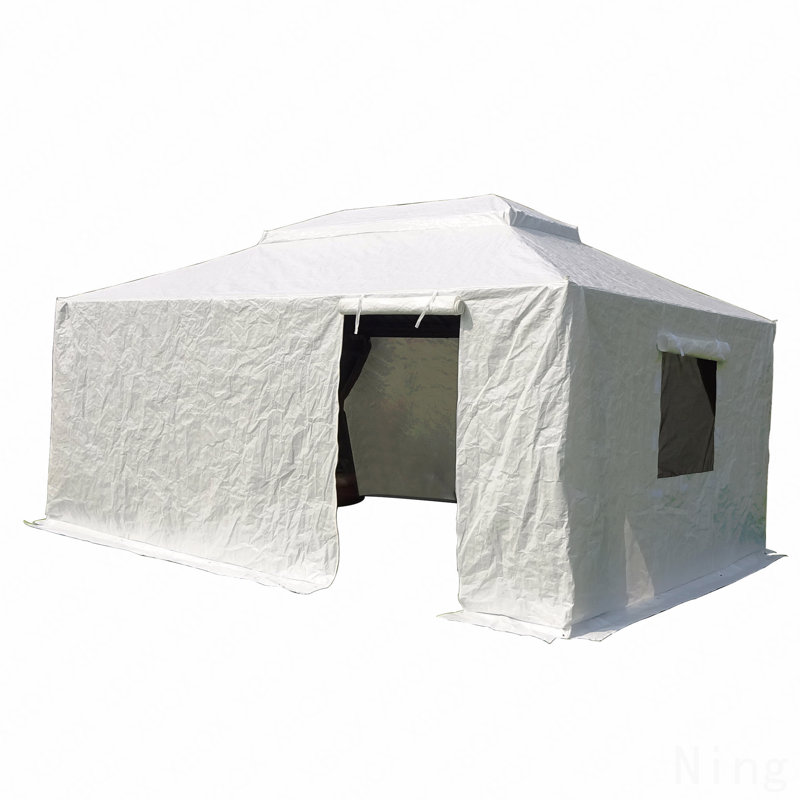 12X14FT Gazebo Cover, Waterproof For Outdoor Use With Sidewalls & Mesh Windows (No Frame), 121.2" H x 168" W x 144" D