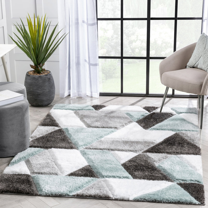 San Francisco Geometric Shag Area Rug, Rectangle 160 x 220cm