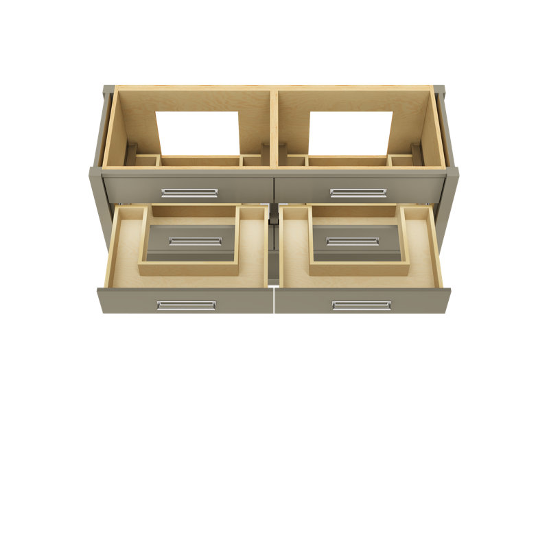 Kiawah Double Drawer Bath Vanity, French Olive, 60", Polished Chrome