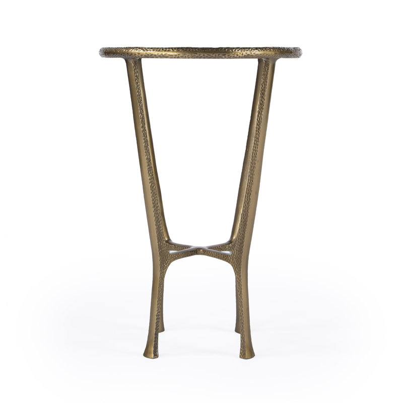 Flavio Metal & Stone Side Table, White