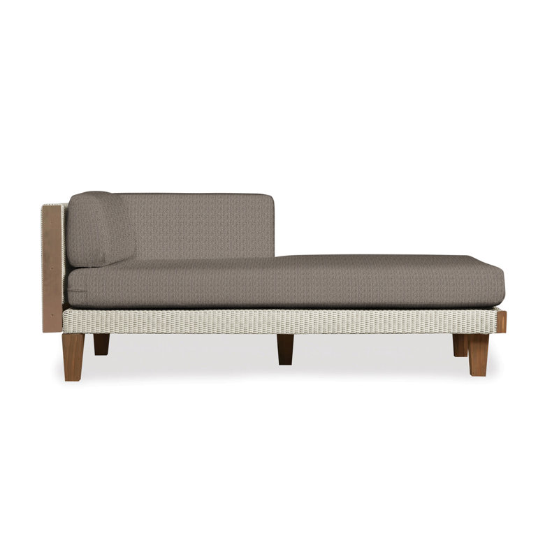 Catalina Outdoor Teak Chaise Lounge, Canvas Black Sunbrella® Canvas, Linen