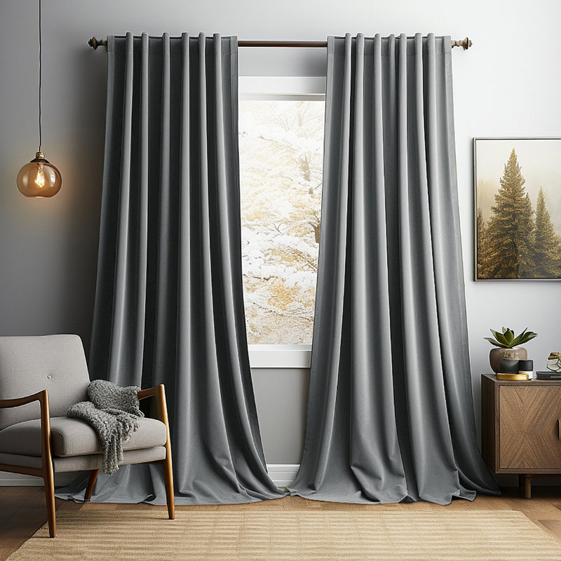 Lauier Velvet Blackout Curtain Pair, 52" W x 84" L, Gray