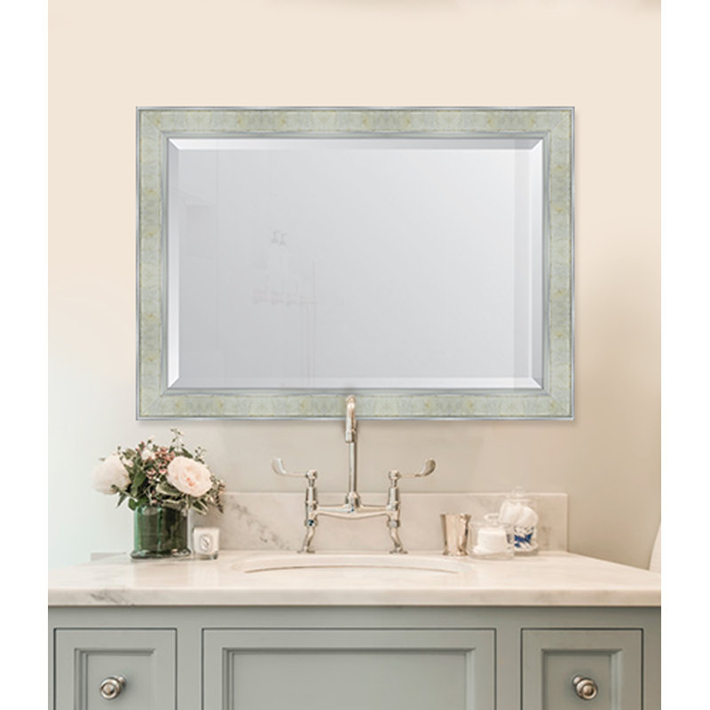 Miroir mural, H 42 po x l 30 po, Argent