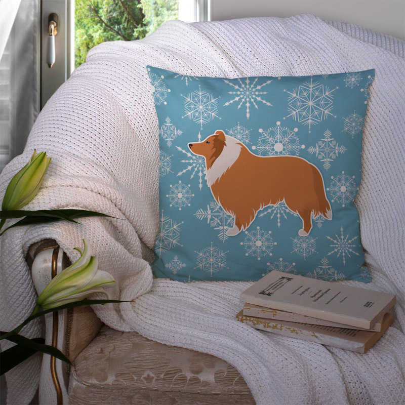 Coussin intérieur/extérieur en flocons d’hiver, H 14 po x l 14 po x P 3 po