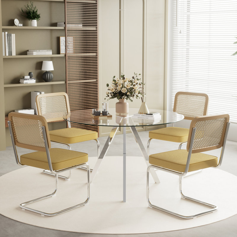 5-Piece Pedestal Dining Set, Yeloow