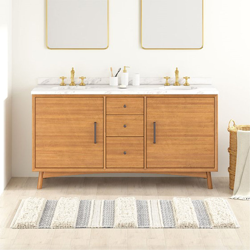 Tapis pour salle de bain à rayures tissées gris 22X58