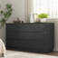 Commodes et commodes 9 tiroirs spacieuses, panneau de particules, design noir moderne pour la chambre à coucher