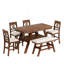 Ensemble de table de salle à manger 6 pièces à hauteur de comptoir en bois avec tablette de rangement, ensemble de table de cuisine avec banc et 4 chaises, style rustique-1192619402