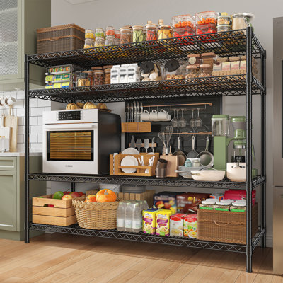 55.5"w Wire Shelving Adjustable Metal Storage Shelves For Garage Pantry Kitchen
