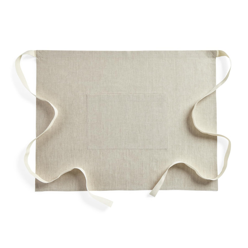 Tablier 100% lin bistro, Dusty Blue / White