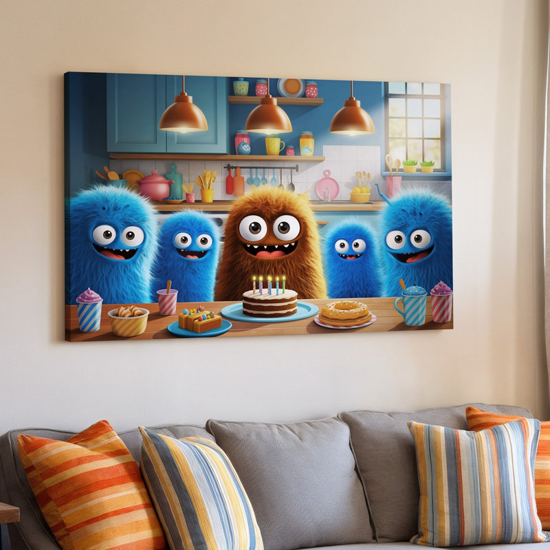 Reproduction d'art sur toile, "A Cozy Kitchen Scene Fold With Cheerful Fluffy", H 30 po x l 30 po