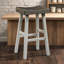 Ensemble de tabourets de comptoir en bois massif transitionnel 2 pièces gris et blanc-635190875