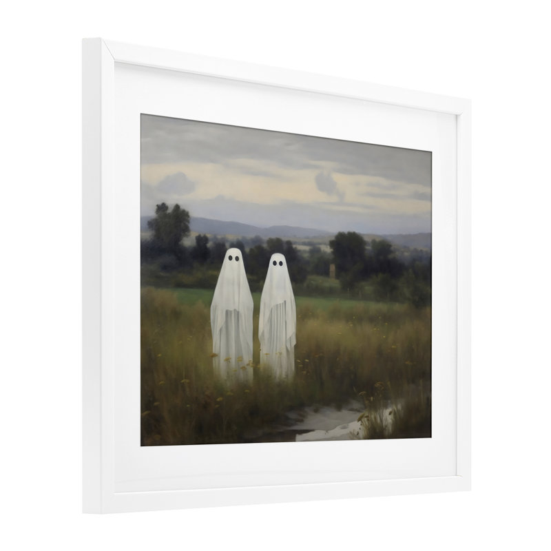 «Ghost Duo in Field», reproduction encadrée sous verre, design par LSR Design Studio, H 17 po x l 21 po, Cadre blanc côtier