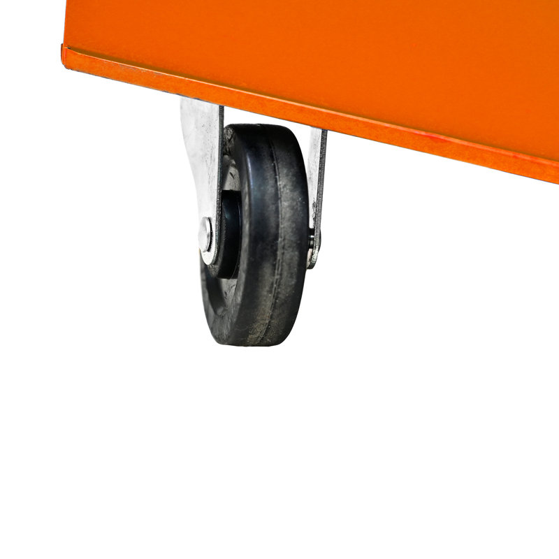 Rangement pour outils d'atelier avec roues verrouillables et boulons réglables - Poignée en plastique orange sur le dessus détachable