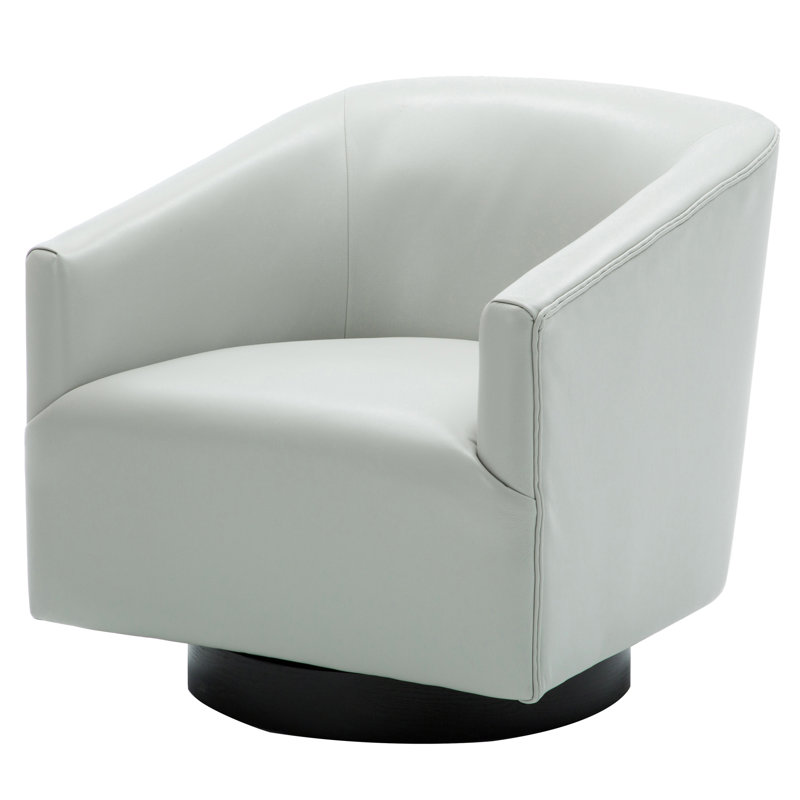 Fauteuil pivotant en bois gris - confortable et élégant pour le salon, revêtement en similicuir, structure en contreplaqué de bois franc, aucune couleur d'assemblage requise