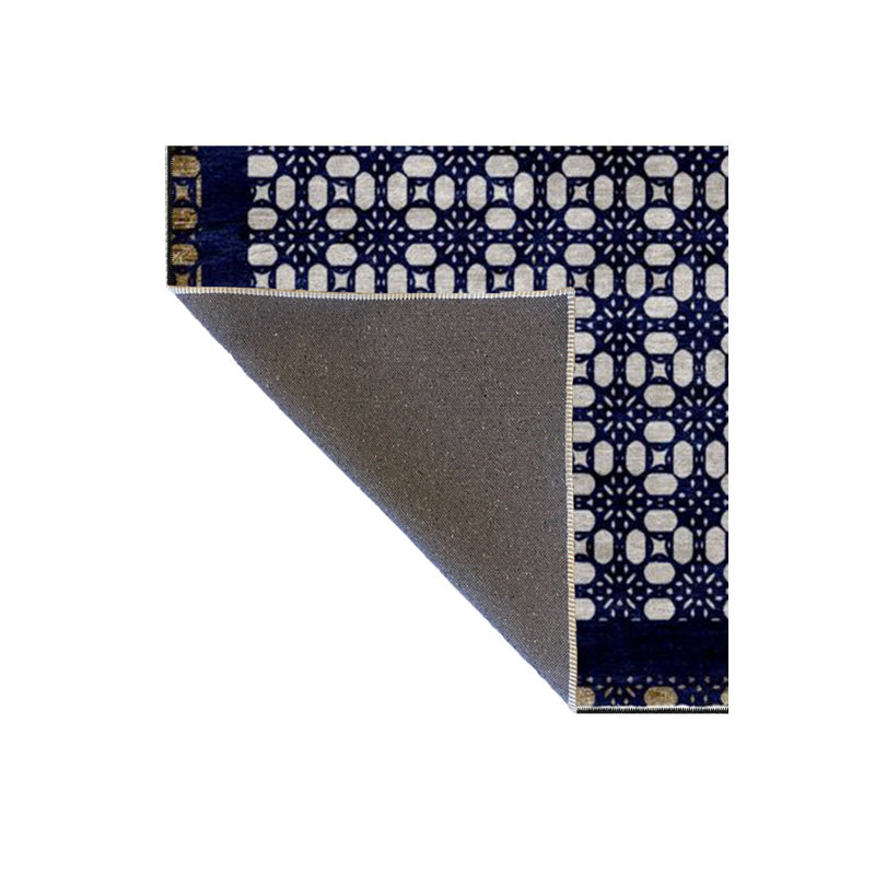 Tapis décoratif moderne à motif de nœuds lavables bleu et noir, Tapis de couloir 2 pi 6 po x 6 pi 7 po inclus