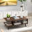 2-Tier Coffee Table w/ Compartments & Metal Legs Rectangle Tea Cocktail Table-557062547