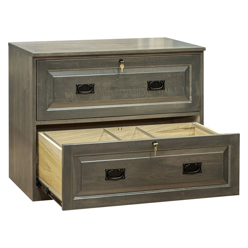 Rangely 36'' Wide 2 -Drawer Solid Wood File Cabinet, Smoke
