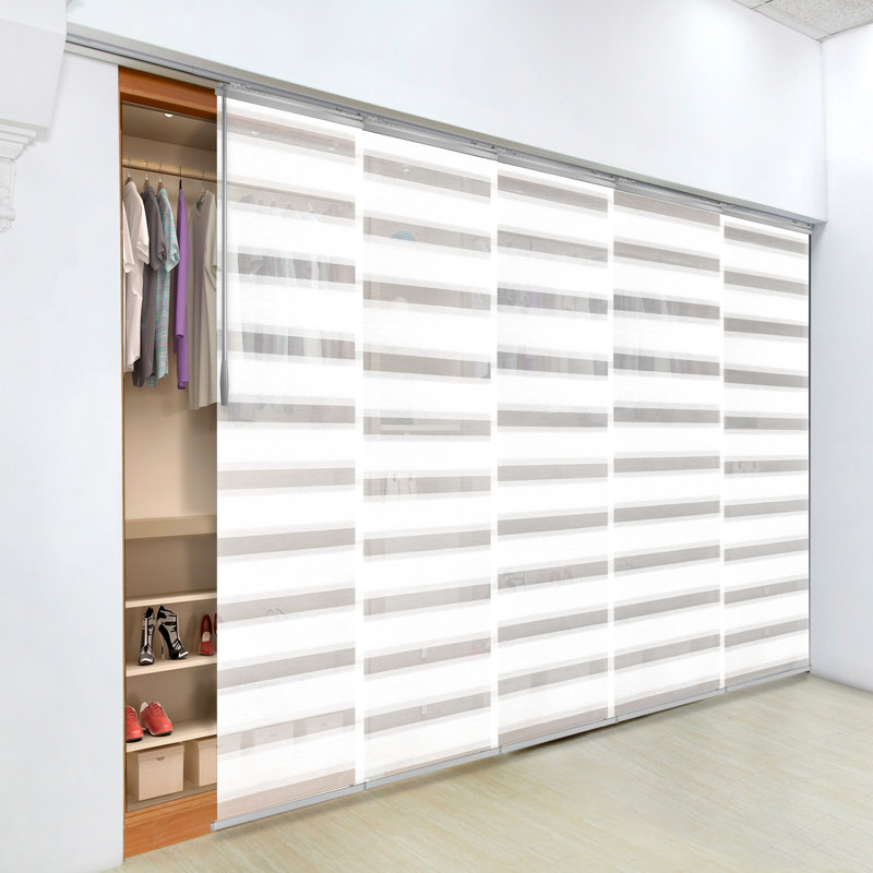Macadamia 5-Panel Single Rail Panel Track Extendable 58"-110"W, Panel width 23.5"