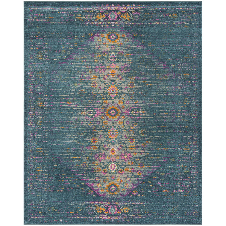 Felty Floral Blue Area Rug