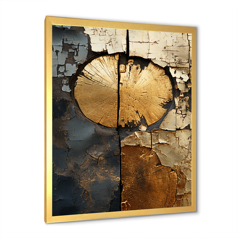 Abstrait gracieux charme des bois IV - Art mural abstrait grand, Cadre doré simple, H 32 po x l 16 po x P 1 po